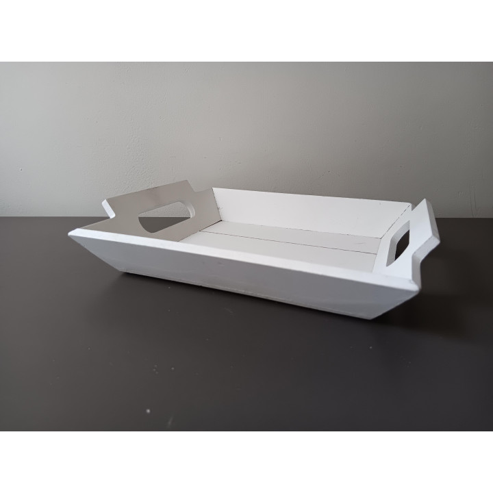 Wit houten dienblad met handgrepen