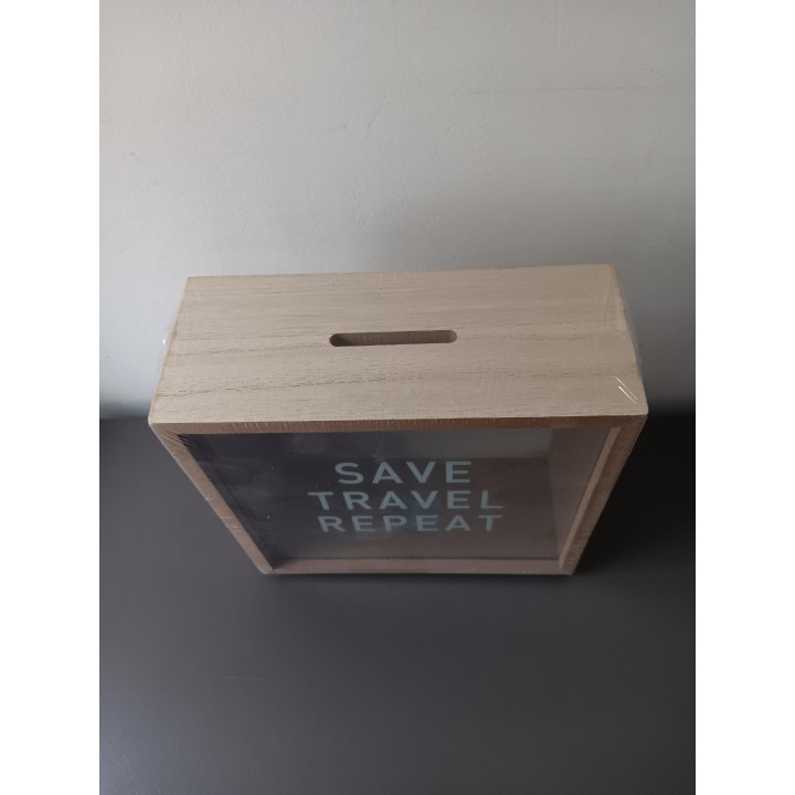 Houten spaarframe Save Travel Repeat