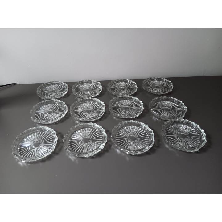 Set van 12 glazen onderzetters in originele doos