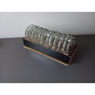 Set van 12 glazen onderzetters in originele doos