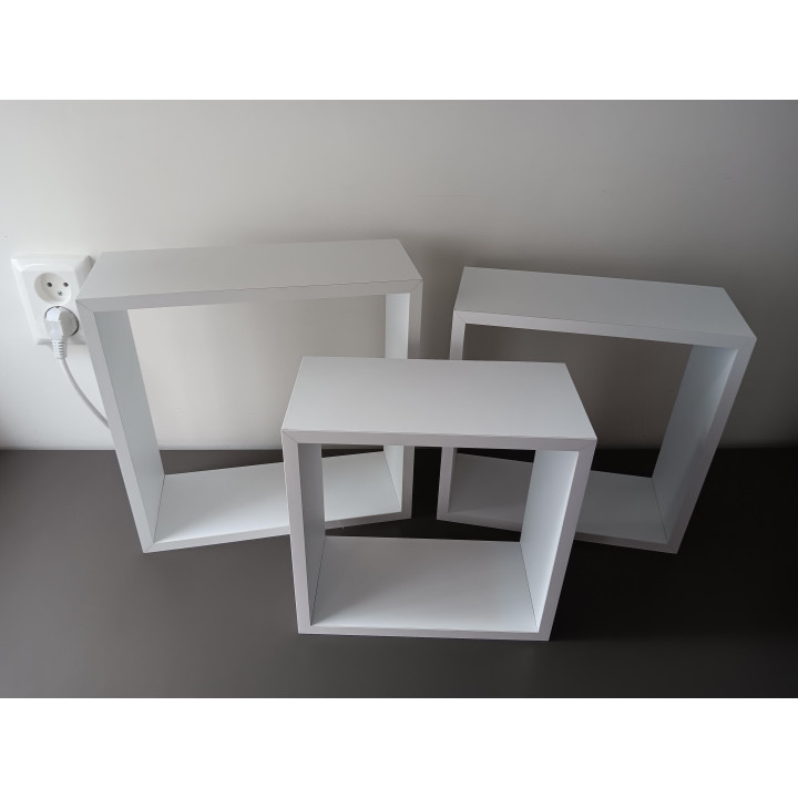 Set van 3 witte wandrekken MDF