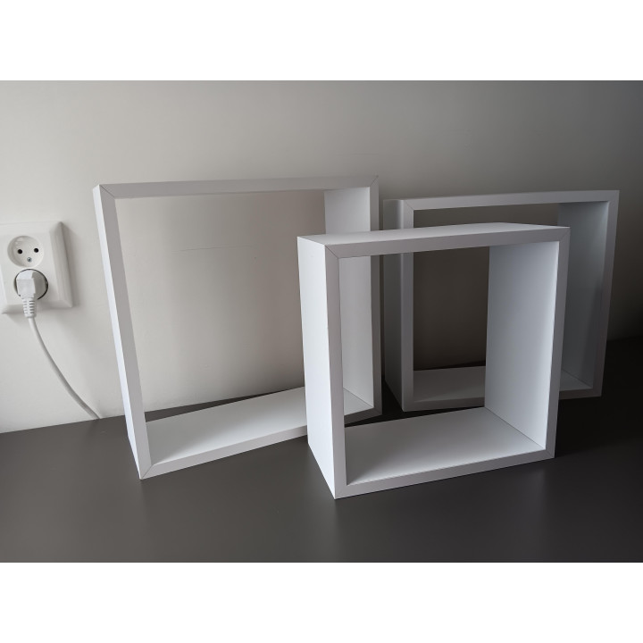 Set van 3 witte wandrekken MDF