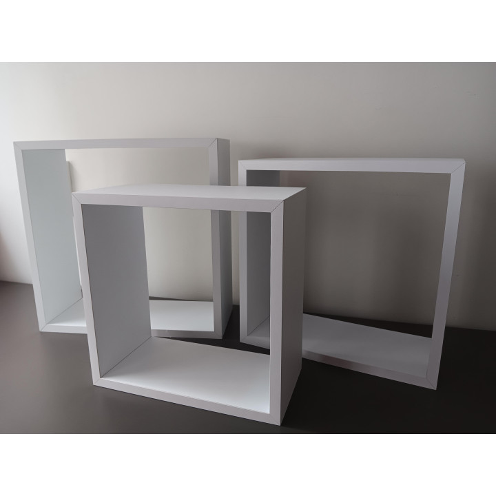 Set van 3 witte wandrekken MDF