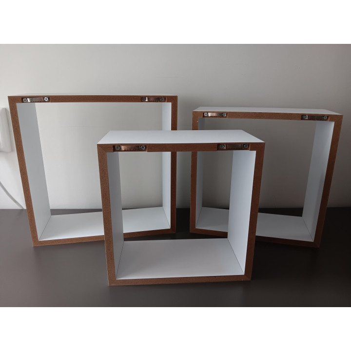 Set van 3 witte wandrekken MDF