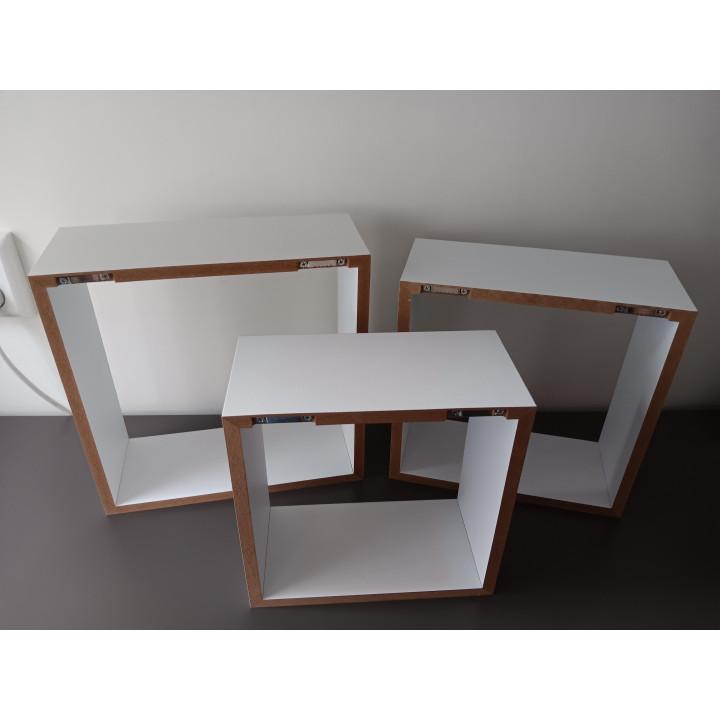 Set van 3 witte wandrekken MDF