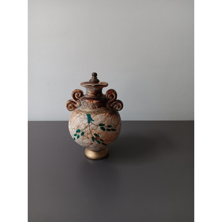 Vintage Griekse parfumfles kleine keramische olie-parfumpot met godinnenscènes