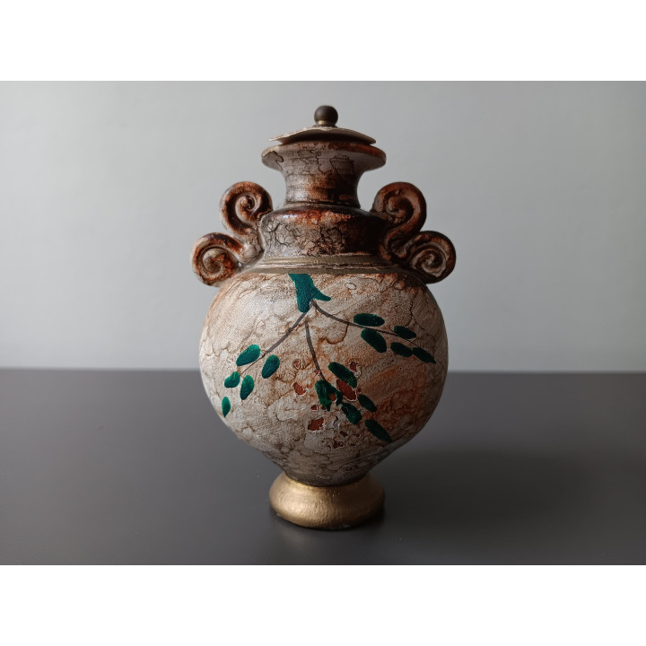 Vintage Grieks keramisch parfumflesje met godinnenscènes
