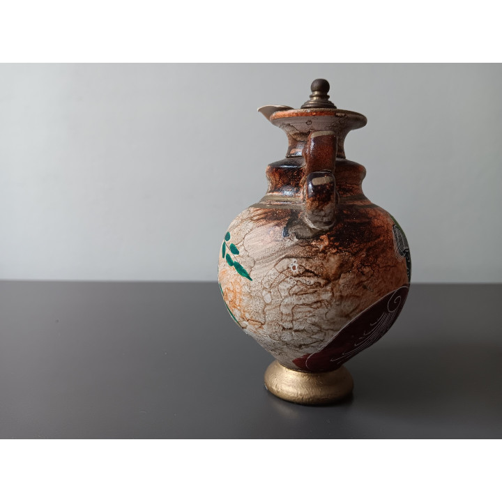 Vintage Griekse parfumfles kleine keramische olie-parfumpot met godinnenscènes