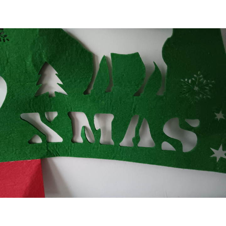 Grote vilten wandkerstboom groen met uitsneden