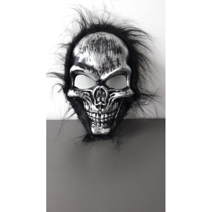 Skelet masker met zwart haar Halloween
