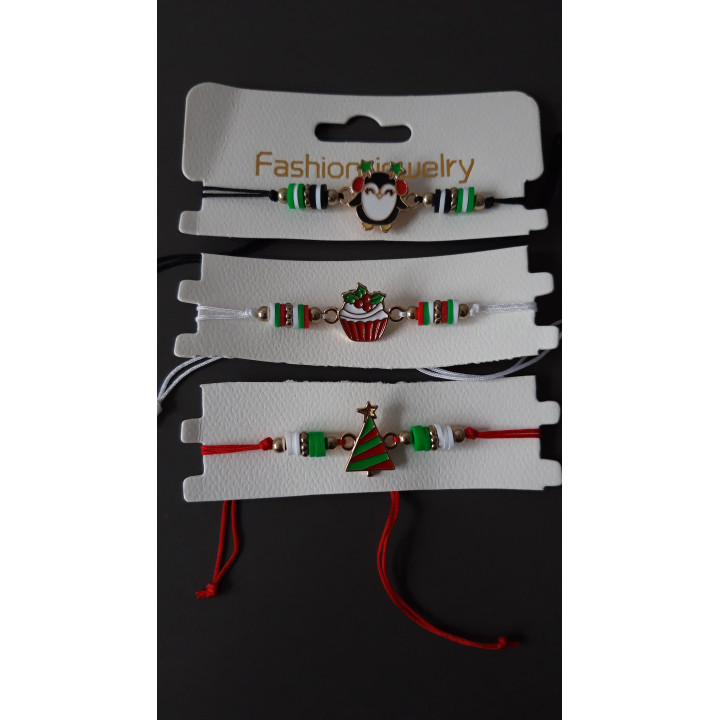 Kerst armbandjes set van 3 verstelbaar