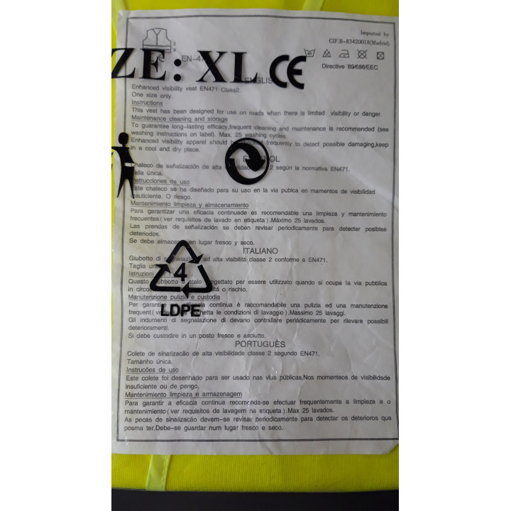 Veiligheidsvest XL geel reflecterend