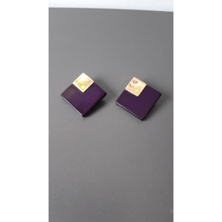 Paarse vintage clip oorbellen