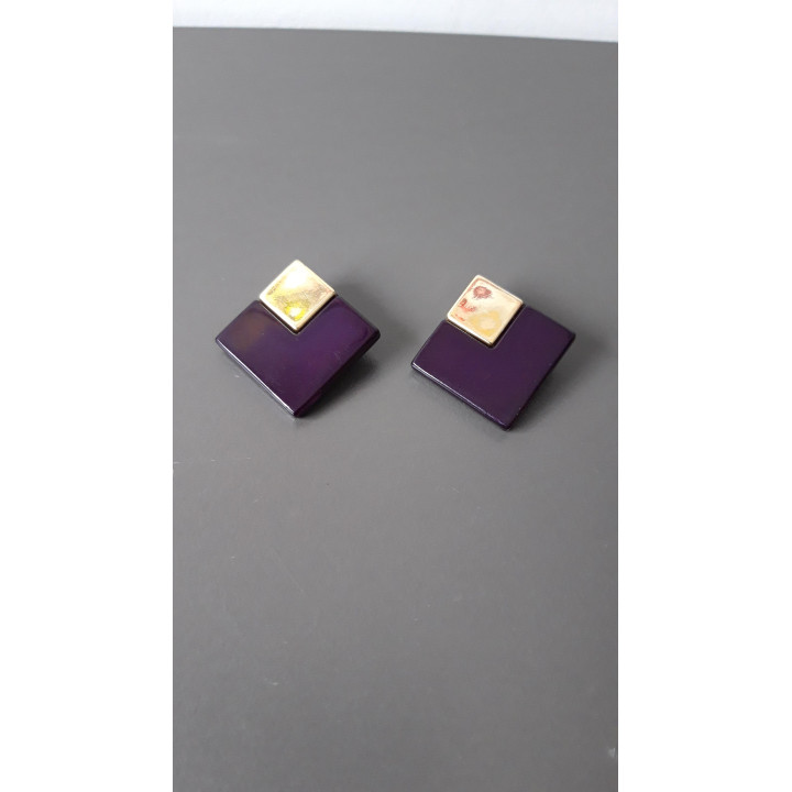 Paarse vintage clip oorbellen