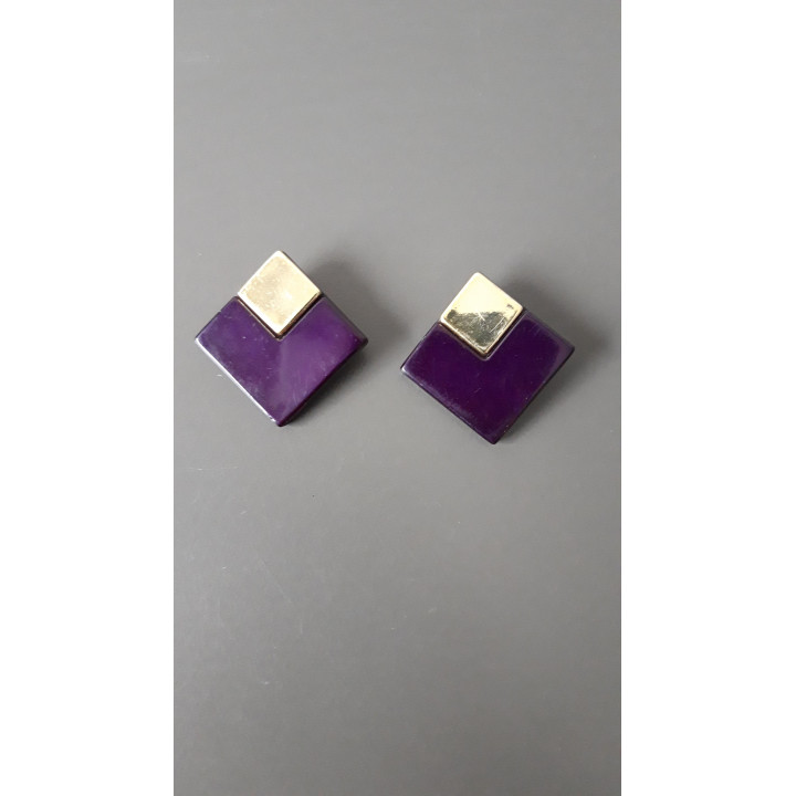 Paarse vintage clip oorbellen