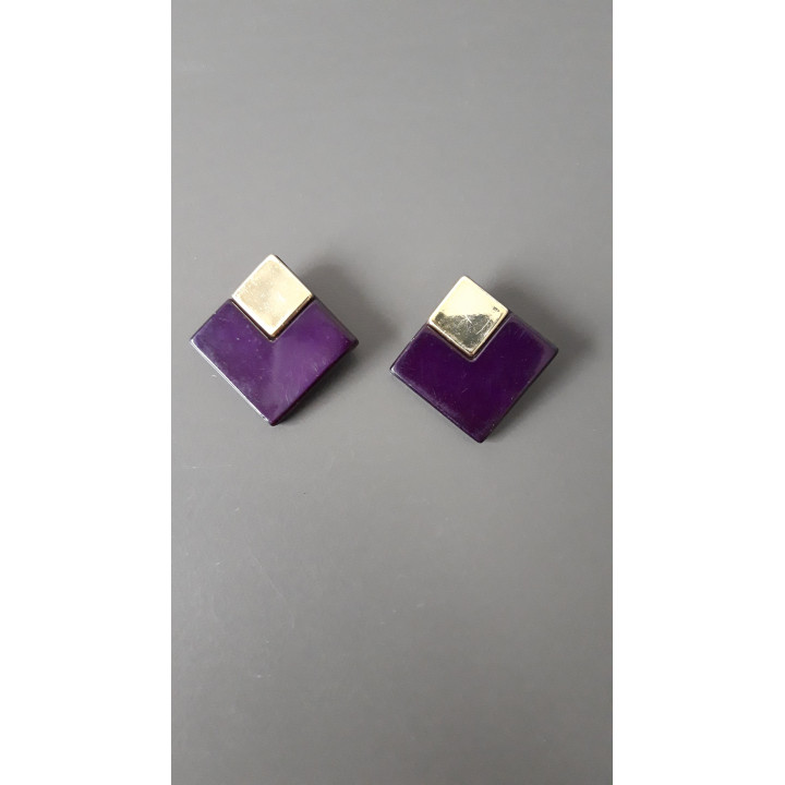 Paarse vintage clip oorbellen