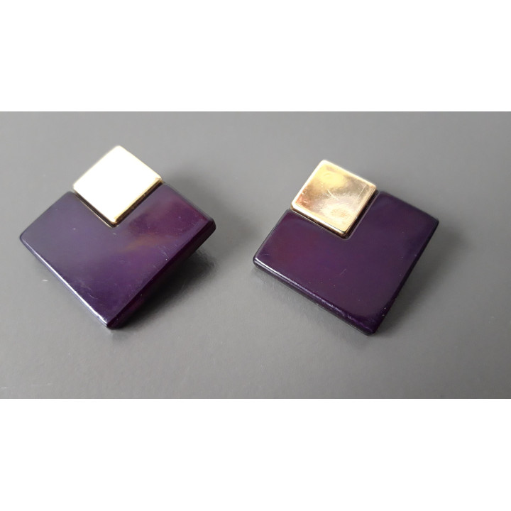 Paarse vintage clip oorbellen