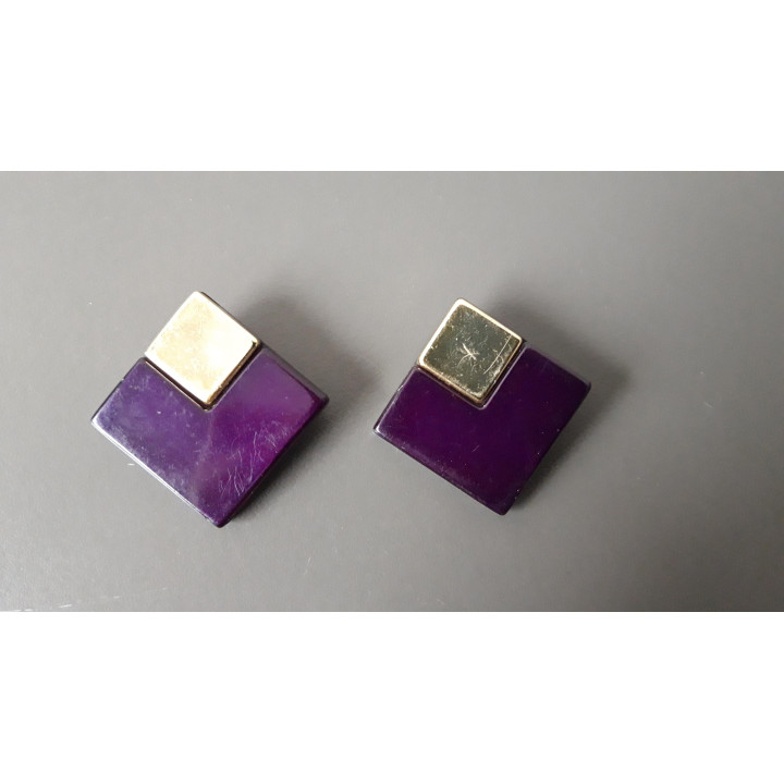 Paarse vintage clip oorbellen