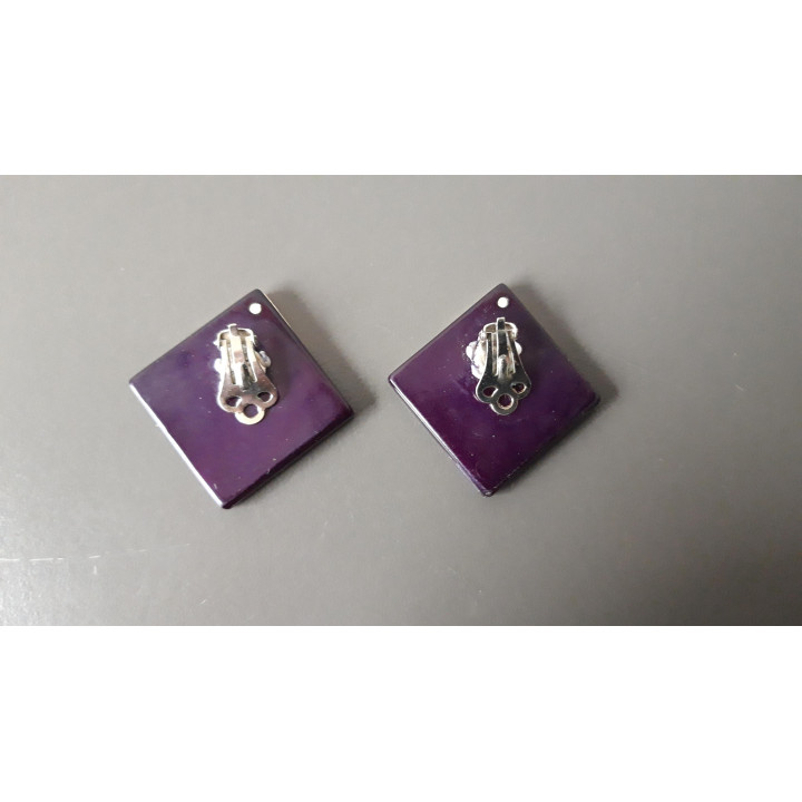 Paarse vintage clip oorbellen