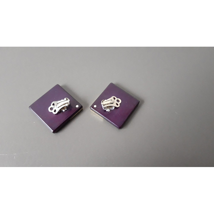 Paarse vintage clip oorbellen