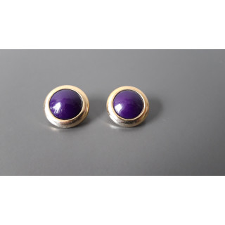 Paarse ronde clip oorbellen
