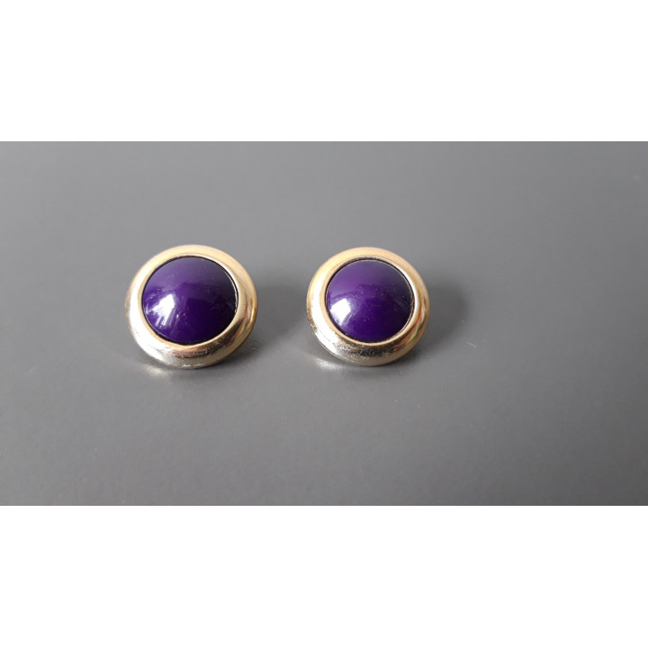 Paarse ronde vintage clip oorbellen
