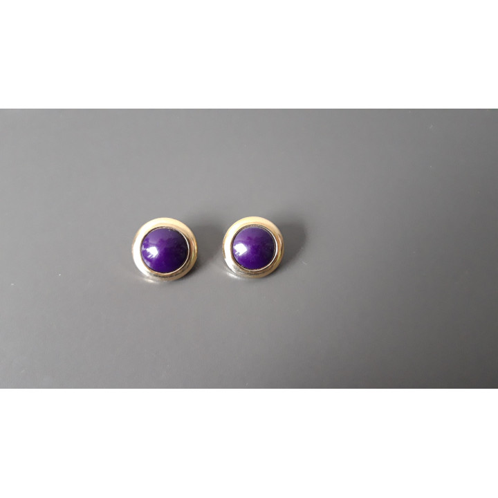 Paarse ronde clip oorbellen