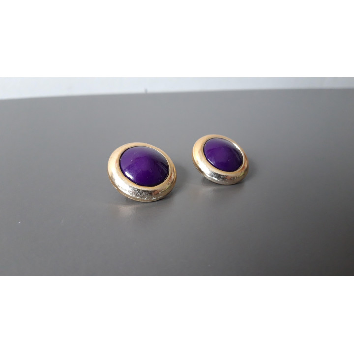 Paarse ronde vintage clip oorbellen