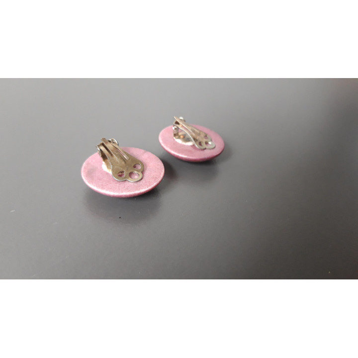 Paars lila ronde vintage clip-oorbellen