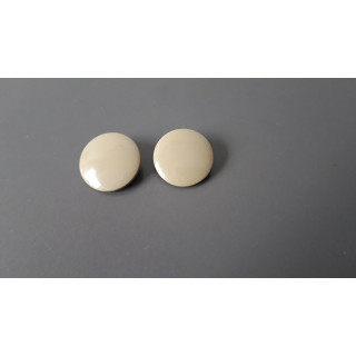 Beige ronde clip oorbellen vintage