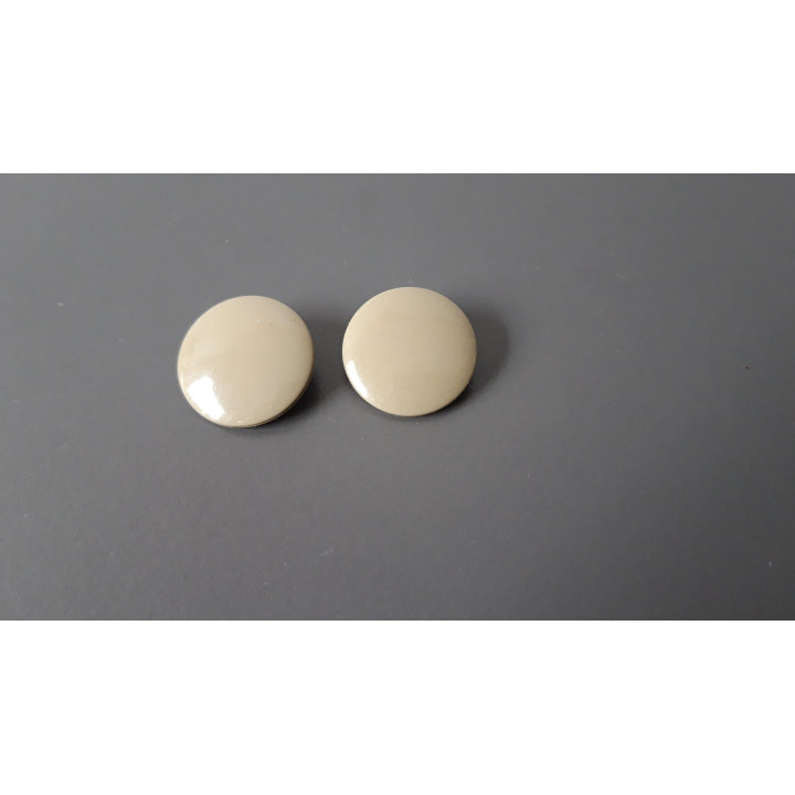 Beige ronde clip oorbellen vintage