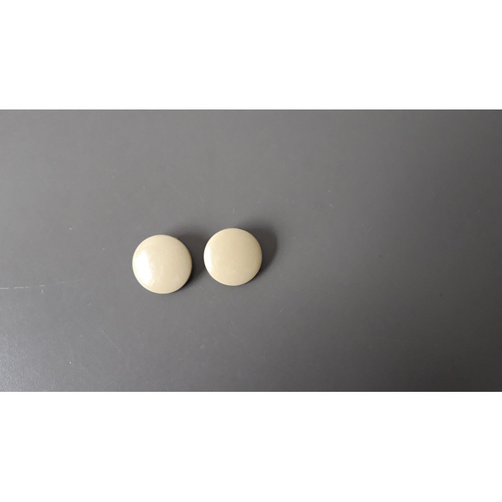 Beige ronde clip oorbellen