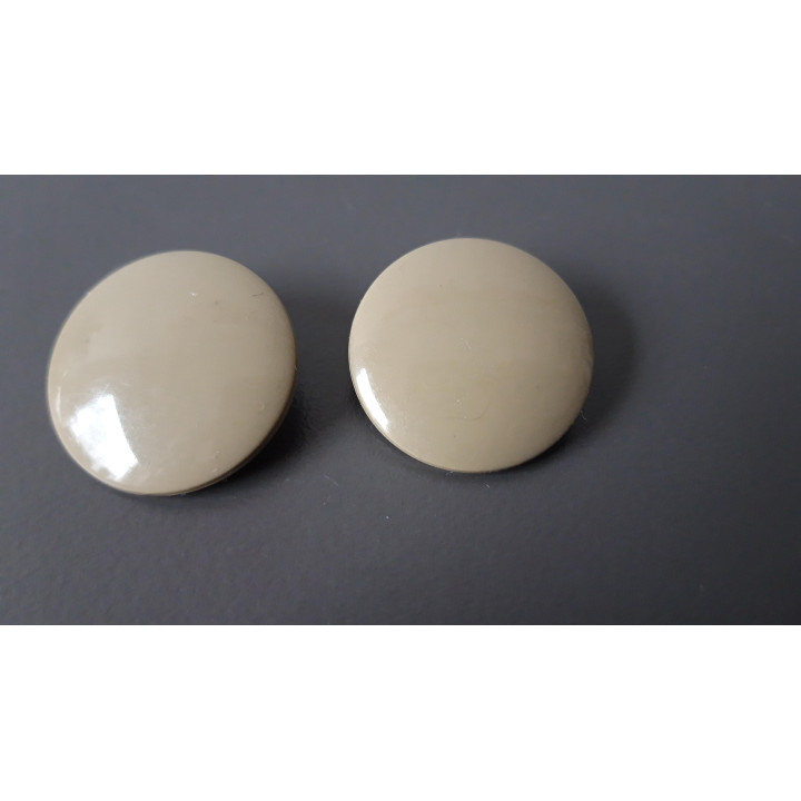 Beige ronde clip oorbellen vintage