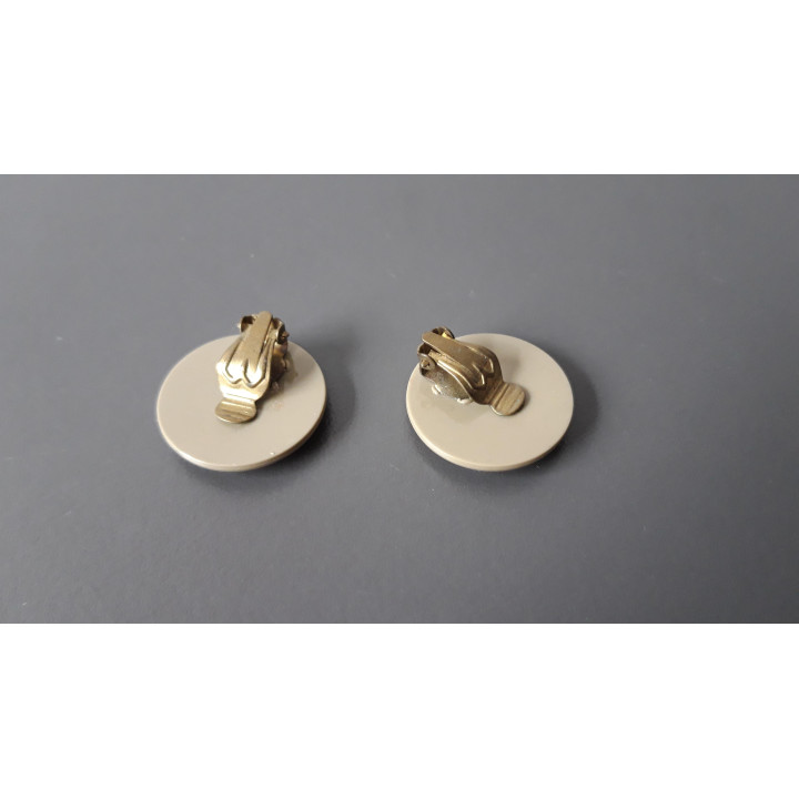 Beige ronde clip oorbellen vintage