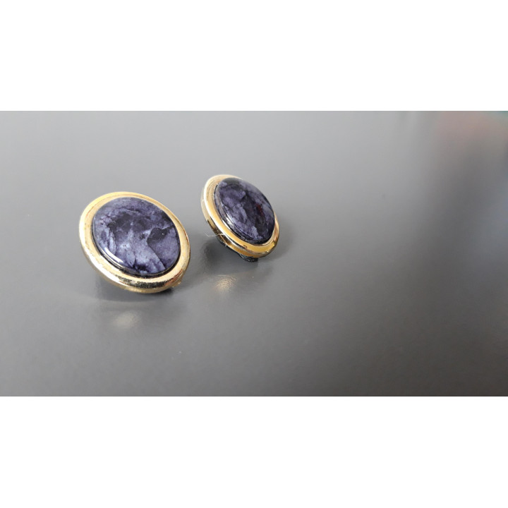 Paarse vintage clip oorbellen ovaal