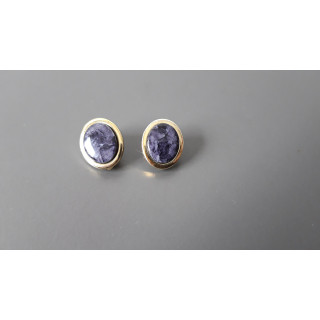 Paarse vintage clip oorbellen ovaal