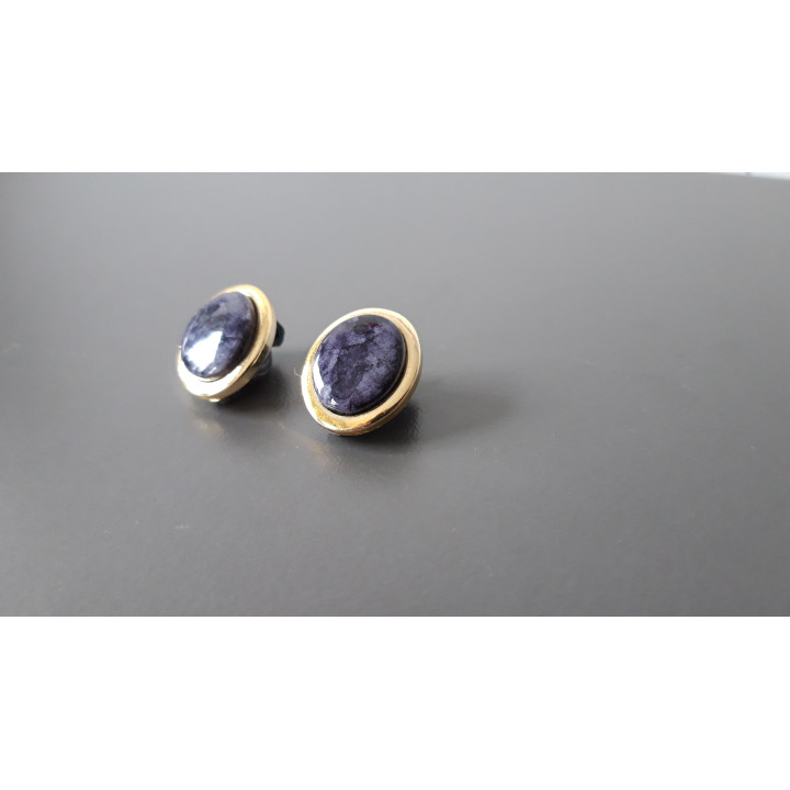 Paarse vintage clip oorbellen ovaal