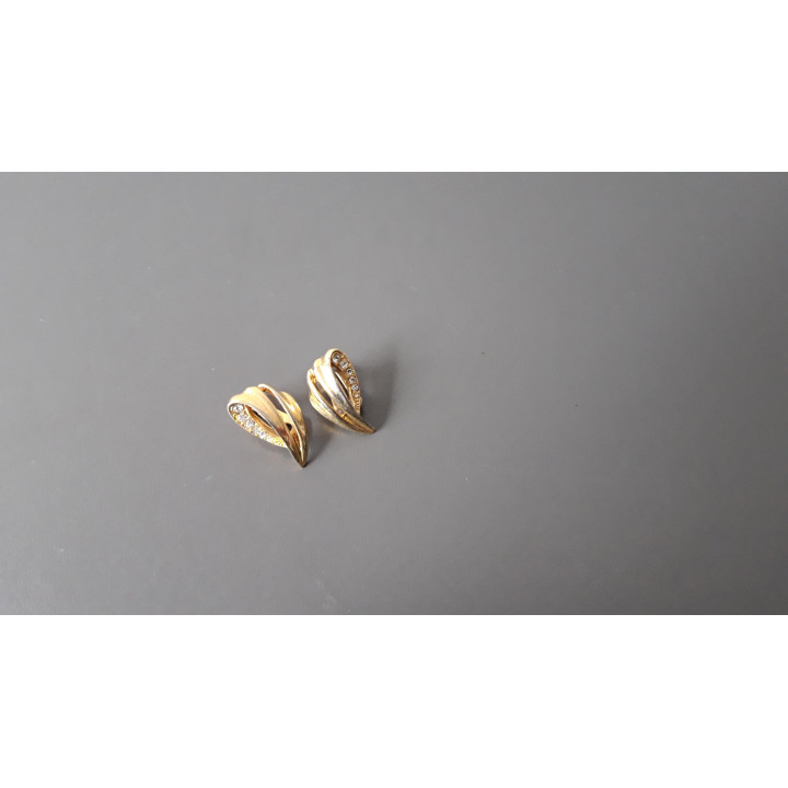 Goudkleurige clip oorbellen met strass