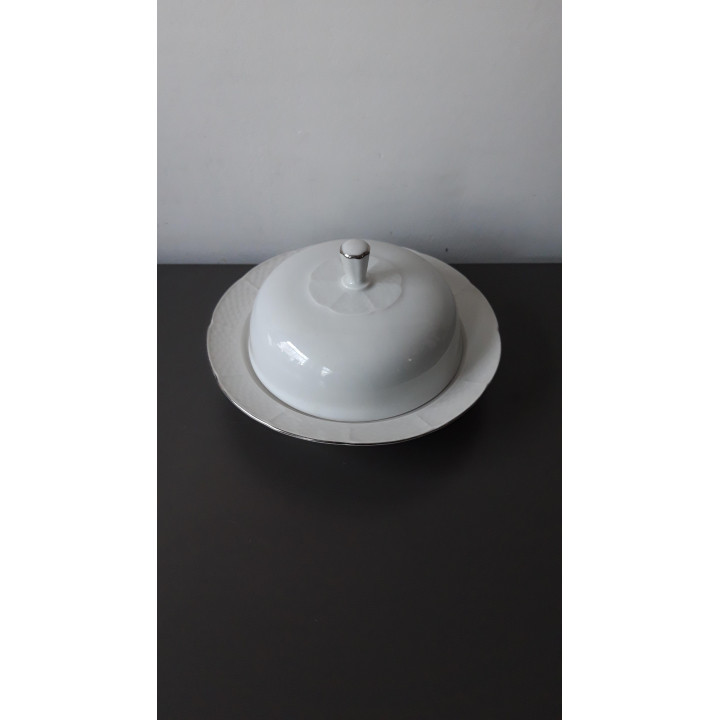 Wit porseleinen botervloot met deksel Thun Tsjechoslowakije