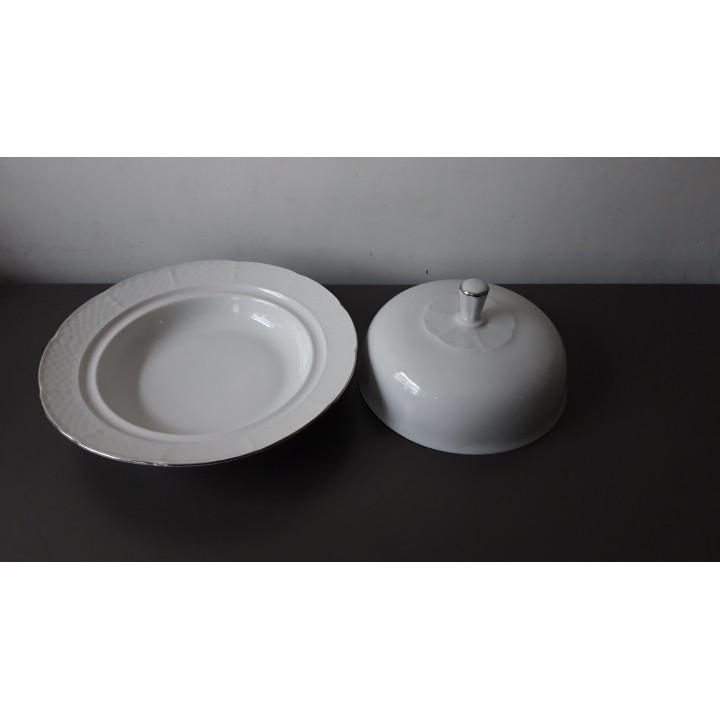 Wit porseleinen botervloot met deksel Thun Tsjechoslowakije