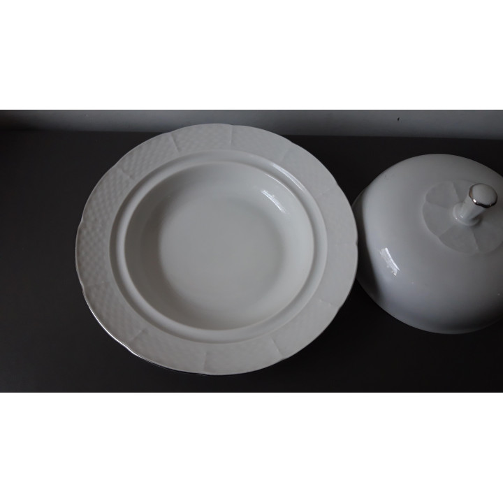 Wit porseleinen botervloot met deksel Thun Tsjechoslowakije