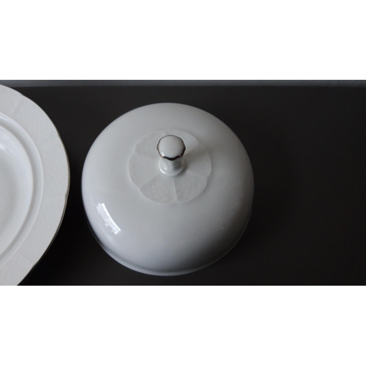 Wit porseleinen botervloot met deksel Thun Tsjechoslowakije