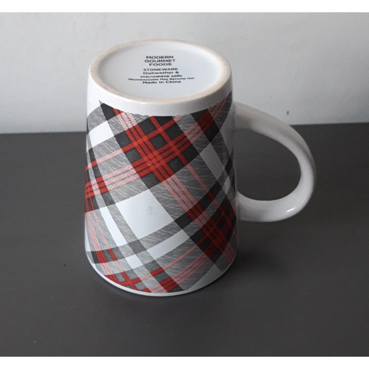 Geruite koffiemok stoneware rood grijs wit