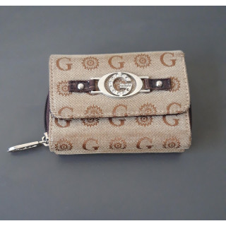 Gamaya damesportemonnee met rits en druksluiting bruin beige