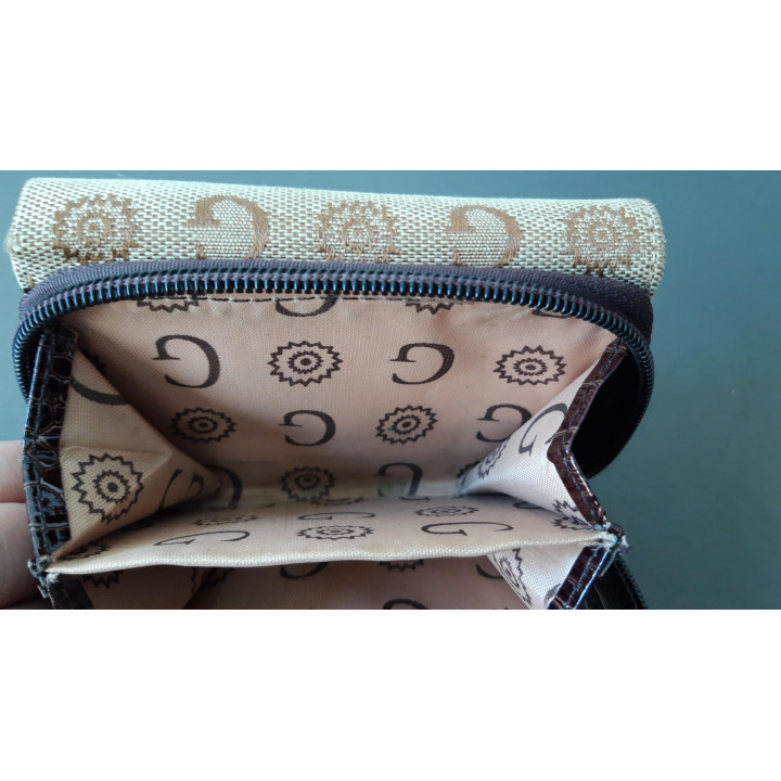 Gamaya damesportemonnee met rits en druksluiting bruin beige