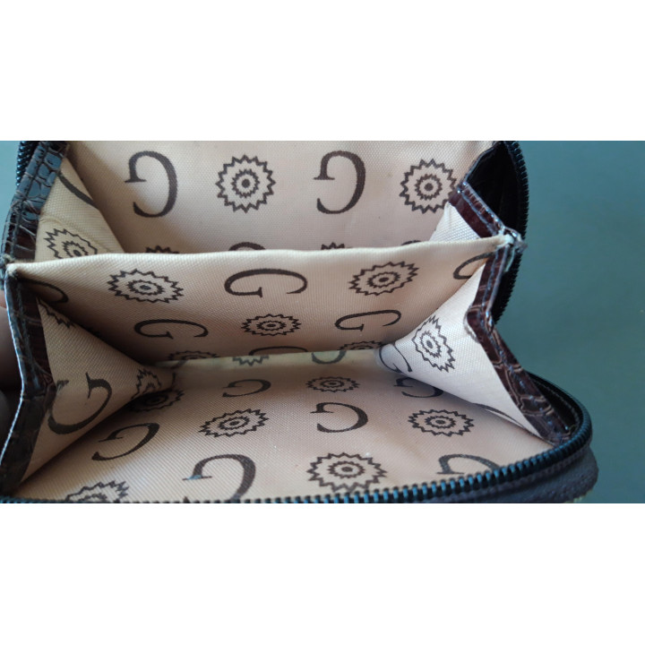 Gamaya damesportemonnee met rits en druksluiting bruin beige