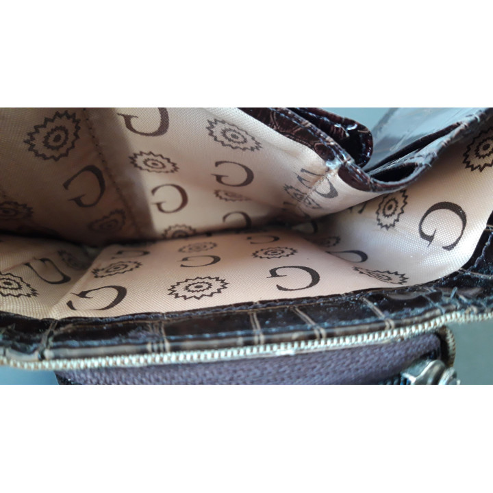 Gamaya damesportemonnee met rits en druksluiting bruin beige