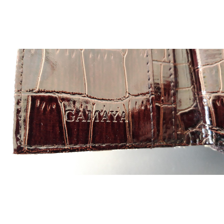 Gamaya damesportemonnee met rits en druksluiting bruin beige