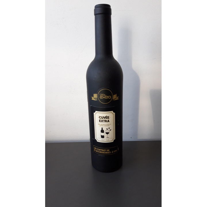 Wijnfles wijnaccessoires set zwart