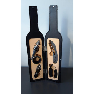 Wijnfles wijnaccessoires set zwart